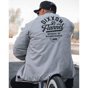 Dixxon Flannel Company Jacket Pastime Nylon Varsity Jacket Gray Men's XL‎ NWT